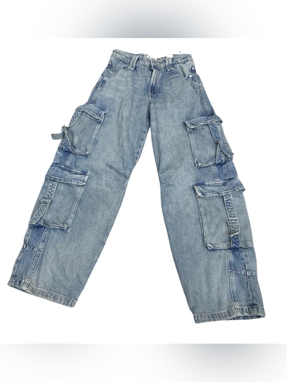 Zara Women's Baggy Wide Leg Cargo Grunge Denim Jeans